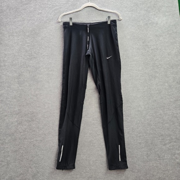Nike Women Activewear Pants Medium Black Leggings Stay Warm Running Dri Fit - Picture 1 of 13